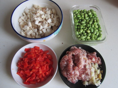 肉末豆米杏鲍菇丁