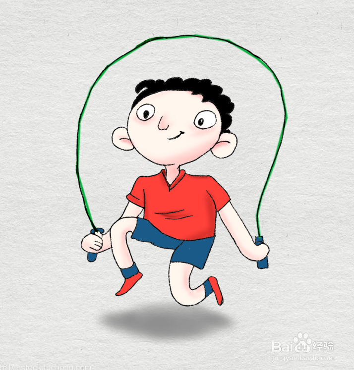 跳绳的小男孩怎么画图片