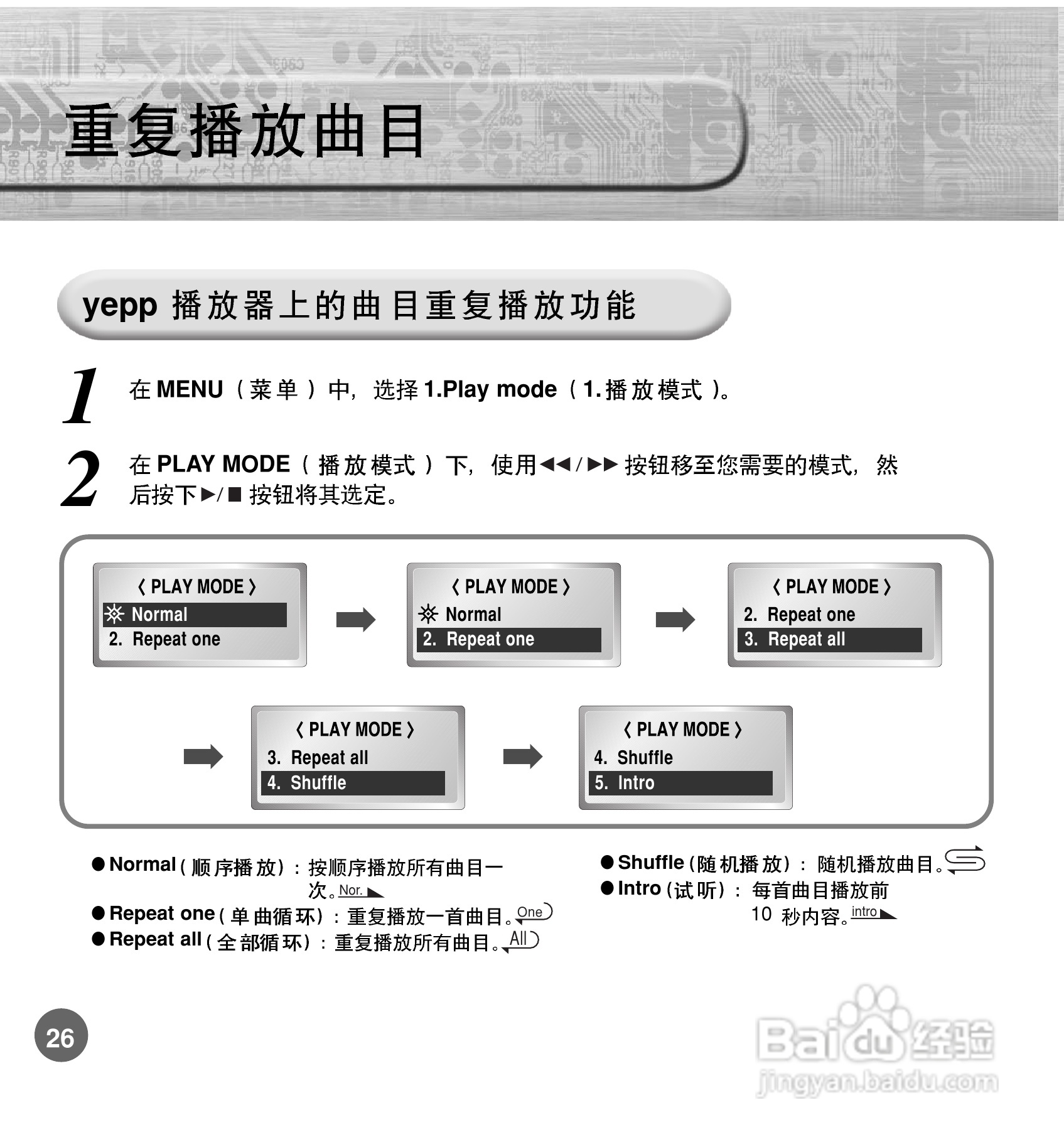 三星YP-700 MP3播放器使用说明书:[3]