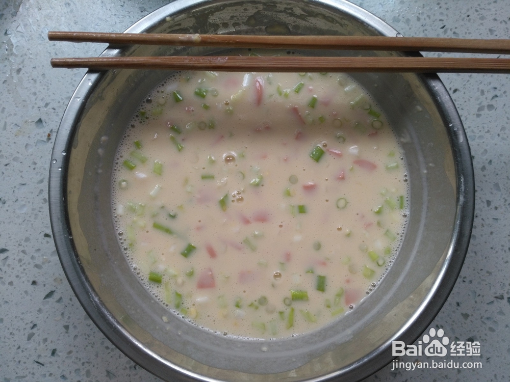 早餐小葱，火腿，鸡蛋煎饼的做法