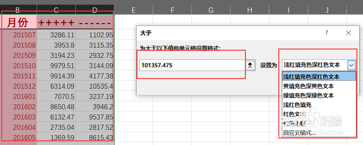 excel中怎么将小于某个值的所有数据突出显示