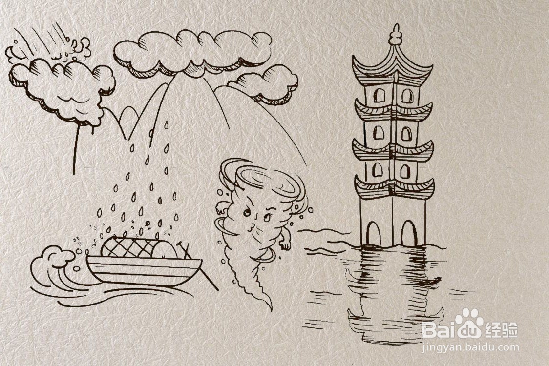 6月27日望湖楼醉书诗配画简笔画