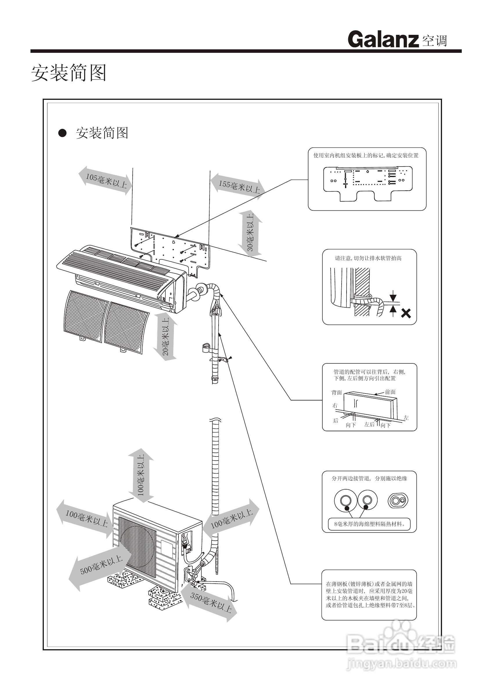 Galanz格兰仕KF-20GW/G1分体挂壁式房间空调器使用安装