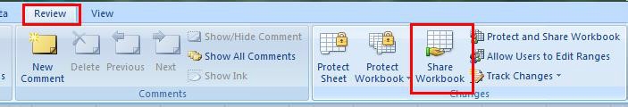 Excel 2007无法同时共享编辑同一个文档