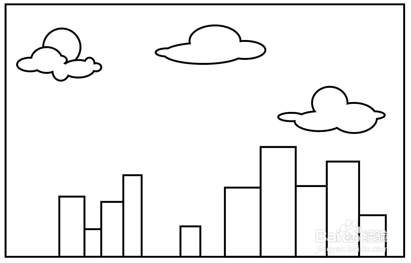简笔画:城市夜景