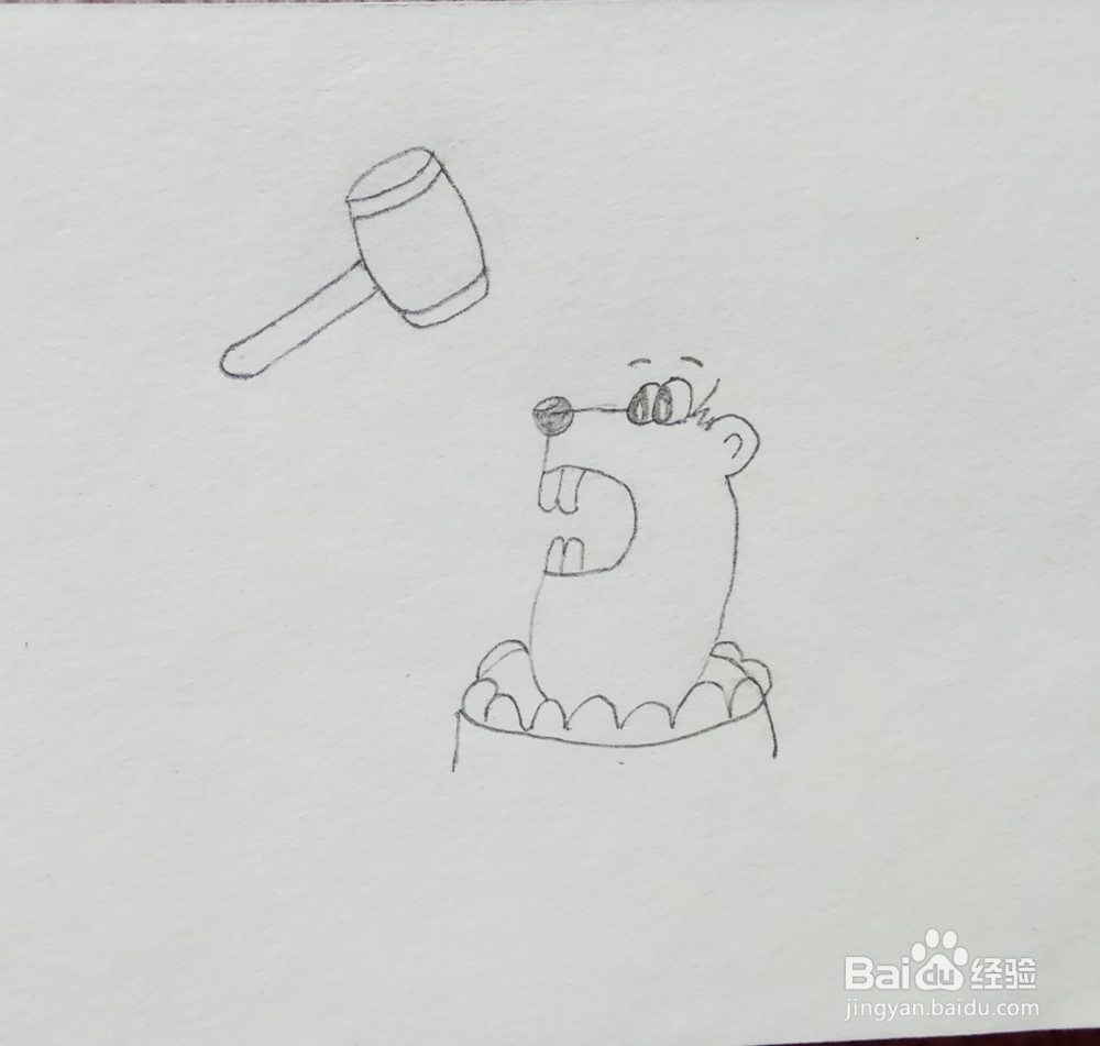 儿童简笔画 怎么画打地鼠