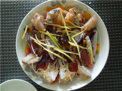 南瓜咸肉蒸白蟹