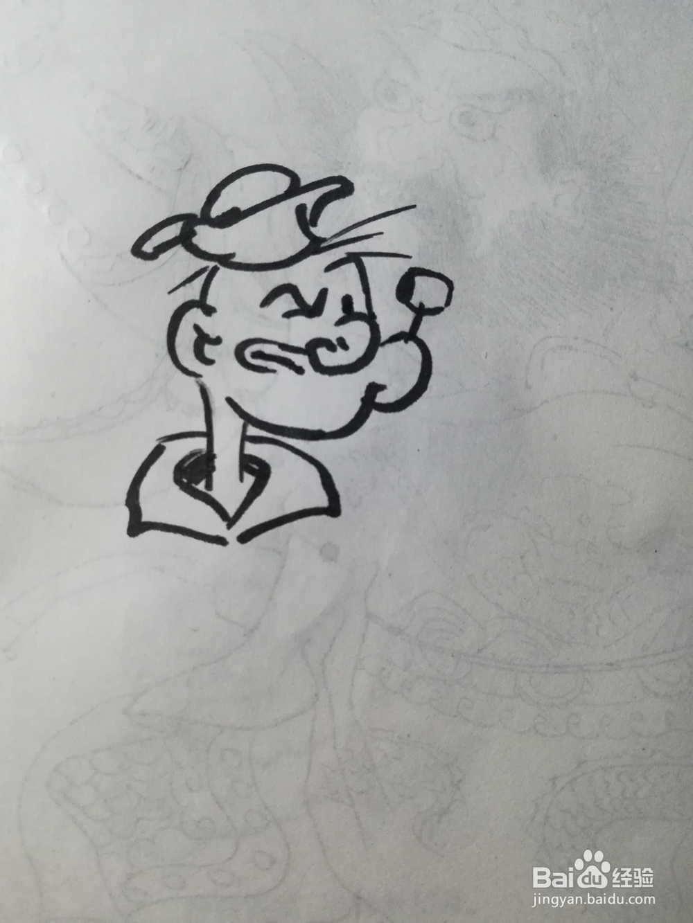 怎么画卡通画大力水手的简笔画过程