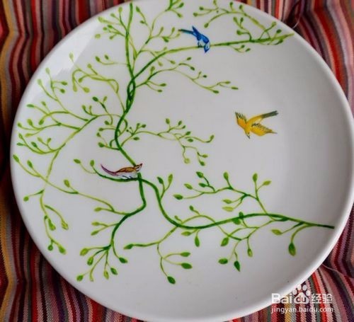 手绘餐饮盘子风景图