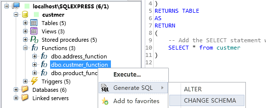 如何用SQL DB Studio生成函数CHANGE SCHEMA语句