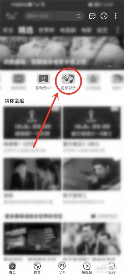 咪咕视频app的视频彩铃在哪里