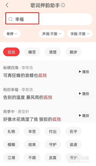 网易云音乐歌词押韵助手在哪?？