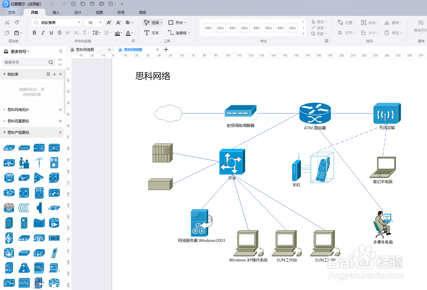 亿图图示怎么绘制“思科网络图”
