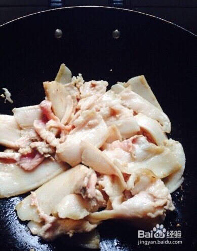 私房菜茶树菇爆炒五花肉