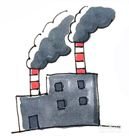 现代化工厂简笔画