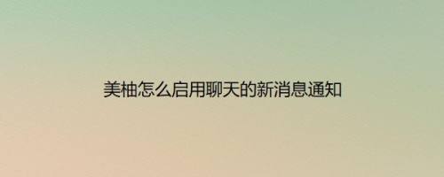 美柚怎么启用聊天的新消息通知