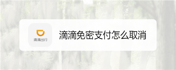 滴滴免密支付怎么取消