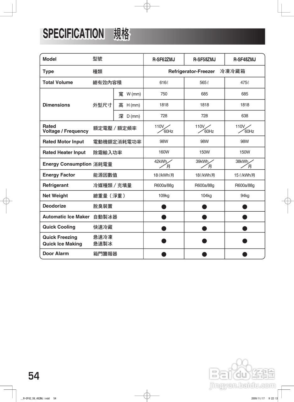 日立R-SF48ZMJ电冰箱使用说明书:[6]