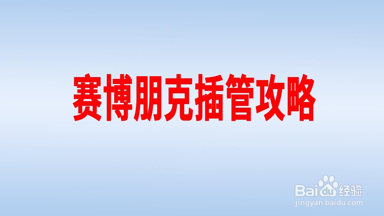 赛博朋克插管攻略