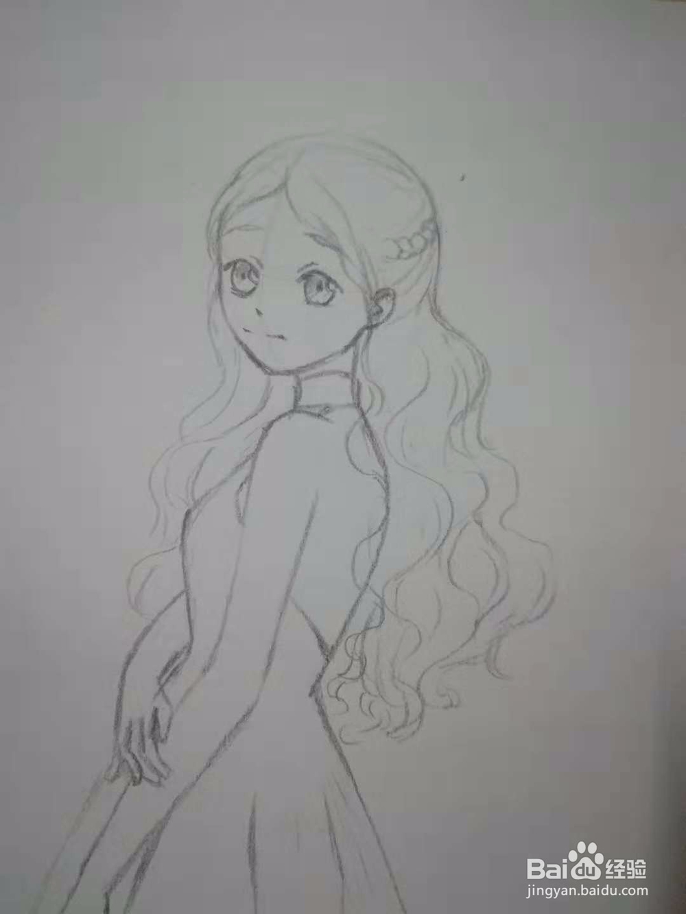 《礼服少女》漫画人物线稿手绘画法教程