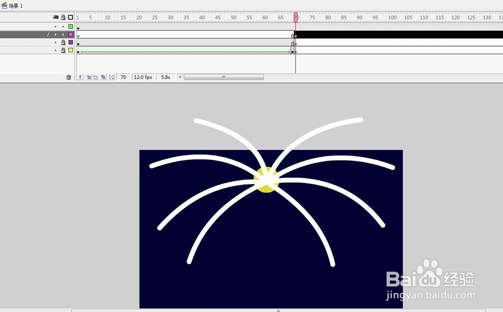 flash绘制一个烟花散开的效果