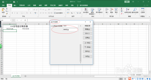 Excel 2016用记录单工具录入会计科目表单数据