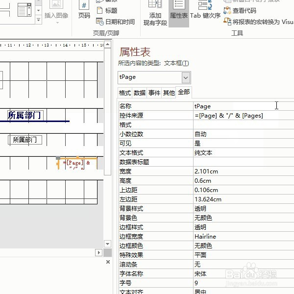 ACCESS设计报表每页页码格式