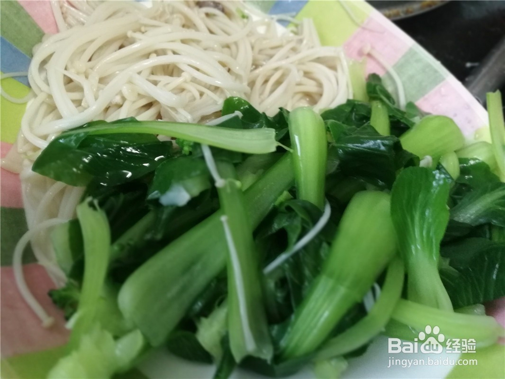 油菜叶炒金针菇