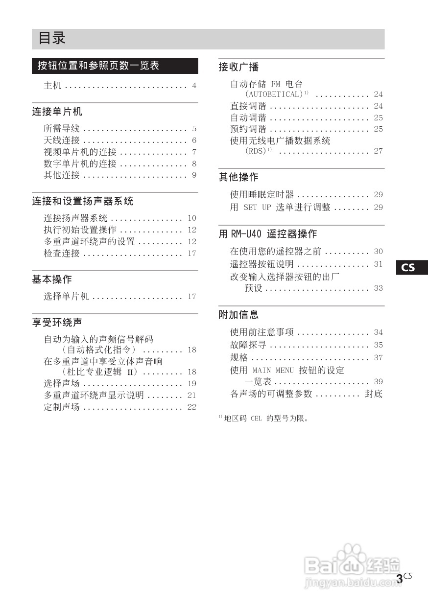 索尼STR-SL40功放使用说明书:[3]