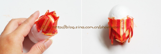 如何DIY圣诞挂饰丝带松果