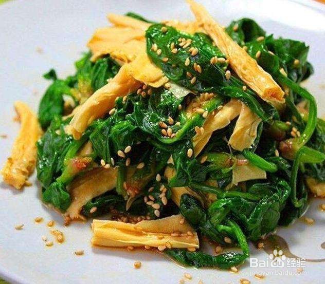 麻汁拌菠菜腐竹