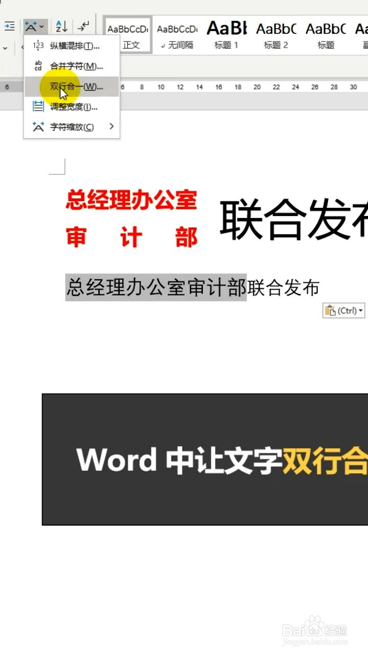 如何设置文字双行合一