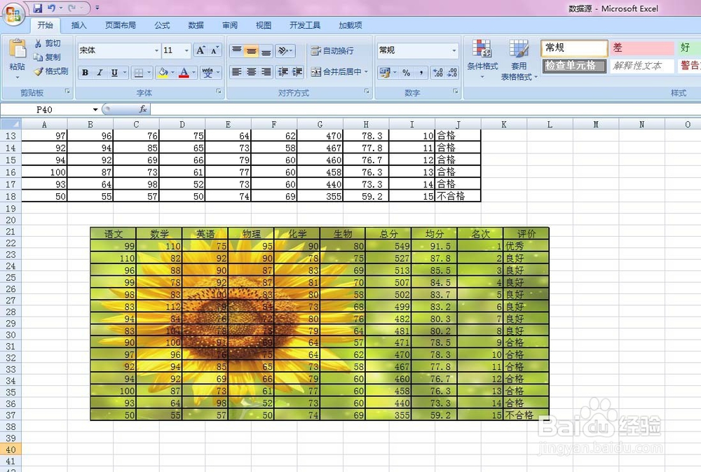 EXCEL给表格加相应背景图片