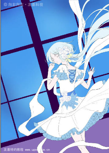 PT与PS结合怎样鼠绘唯美的蓝色卡通女孩