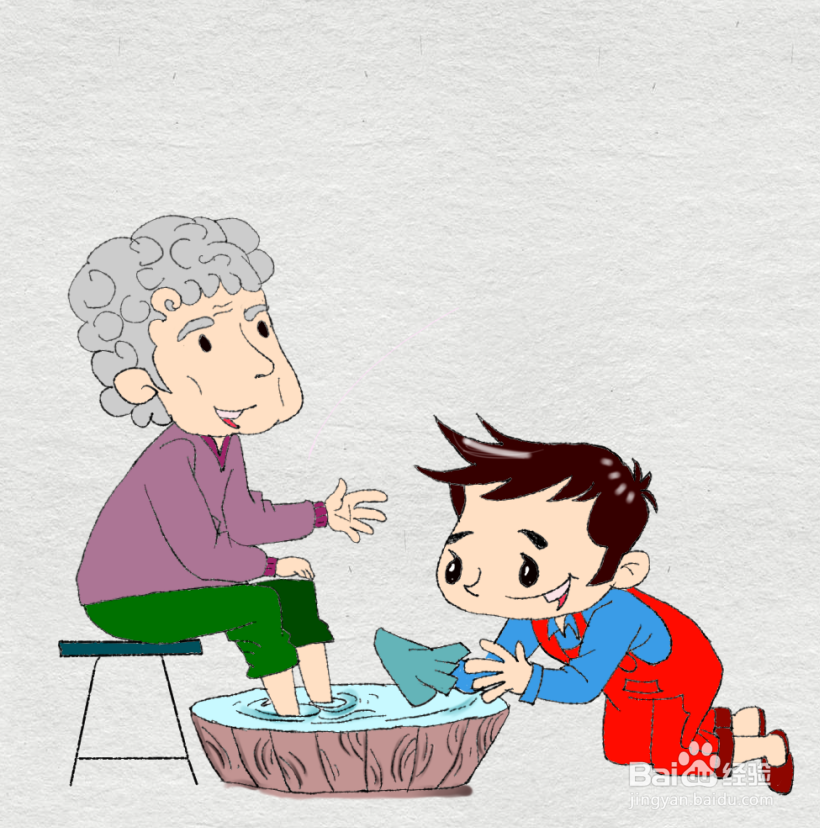 给奶奶洗脚的卡通图片图片