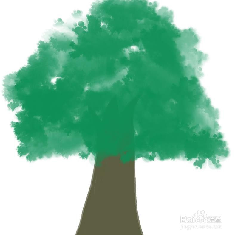 sketchbook怎么画一棵绿色的树
