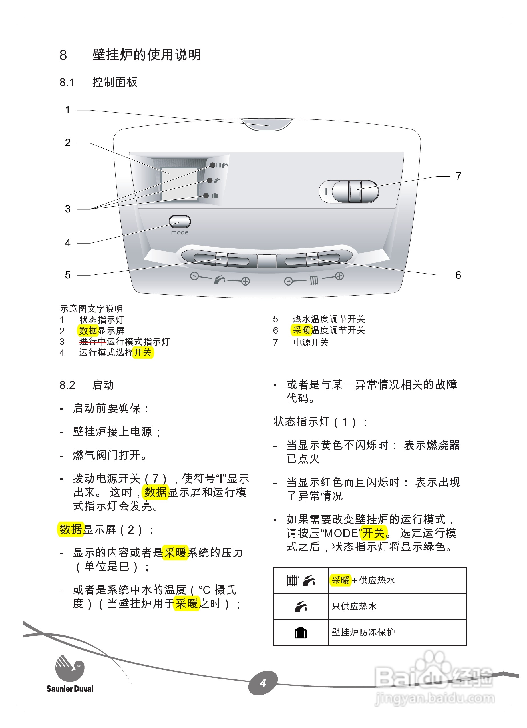 Saunier Duval ThemaClassic F 30/F AS 30热水炉使用:[1]