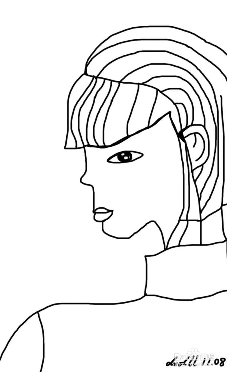 简笔画教程之短发女孩