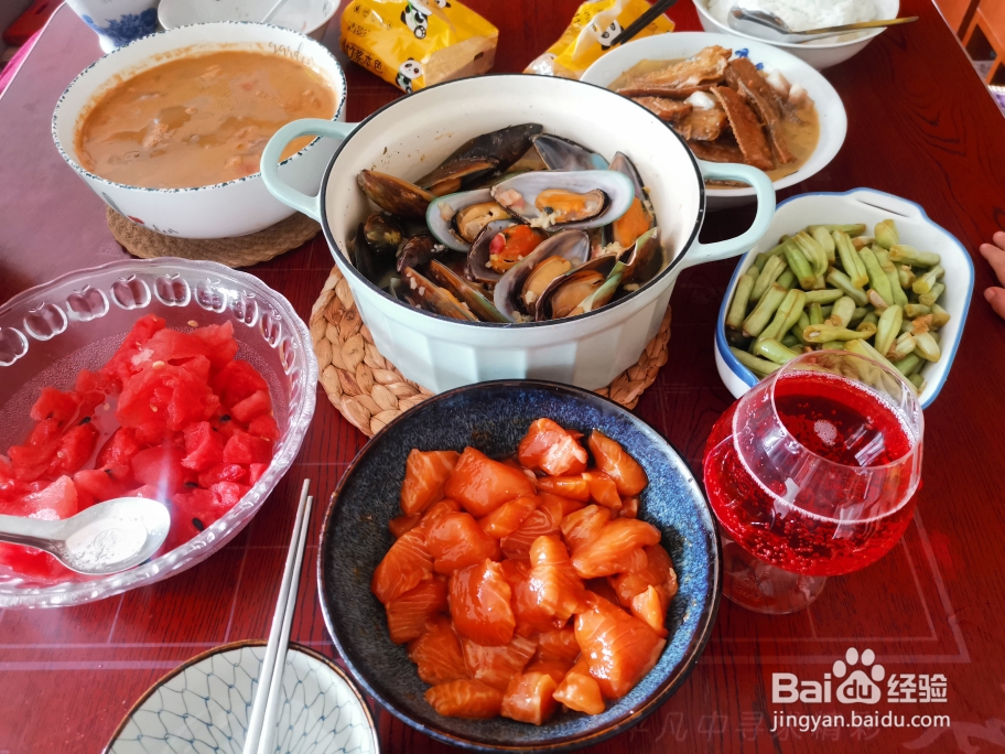 毫无压力做白葡萄酒奶油青口贝