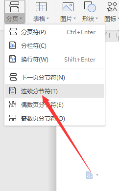 怎么在WPS中插入连续分节符