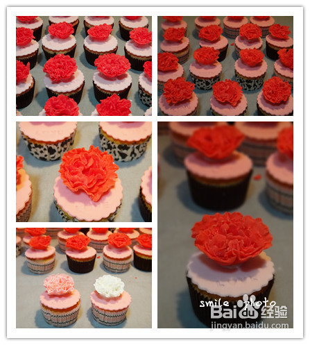 夕阳无限好--用翻糖康乃馨杯子蛋糕祝八十大寿