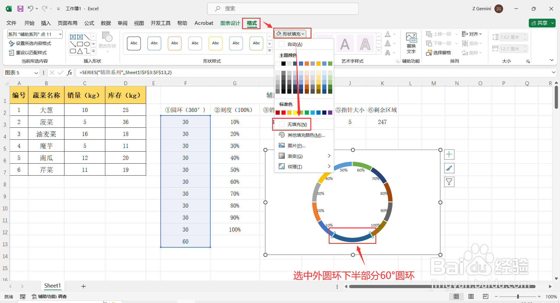 如何在Excel中制作仪表盘型图表