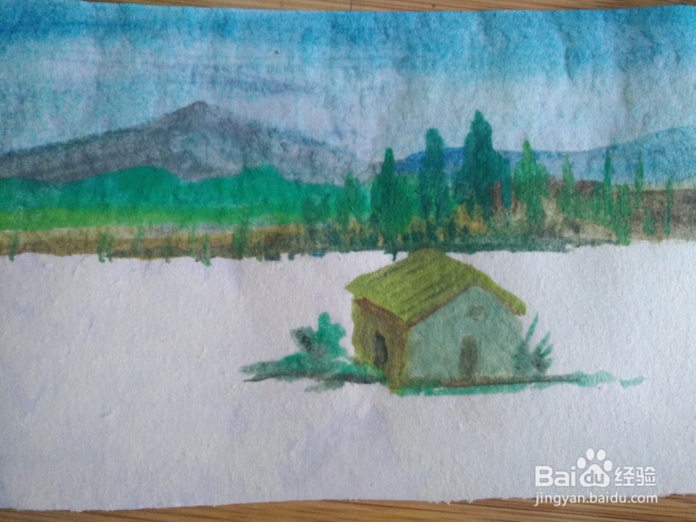 怎么画有房子的水粉风景画