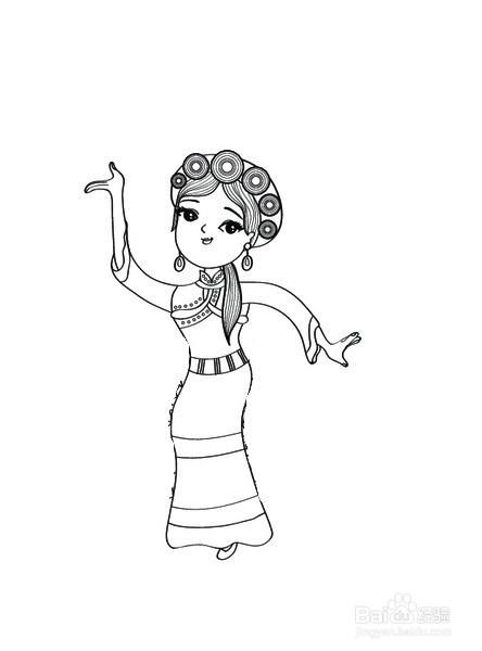 纳西族少女的画法