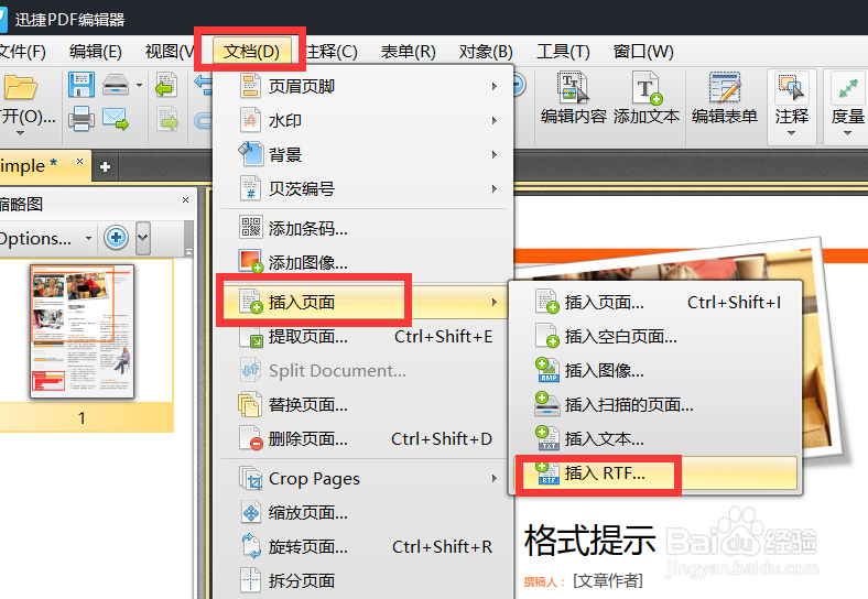 怎么将RTF文档插入到PDF中