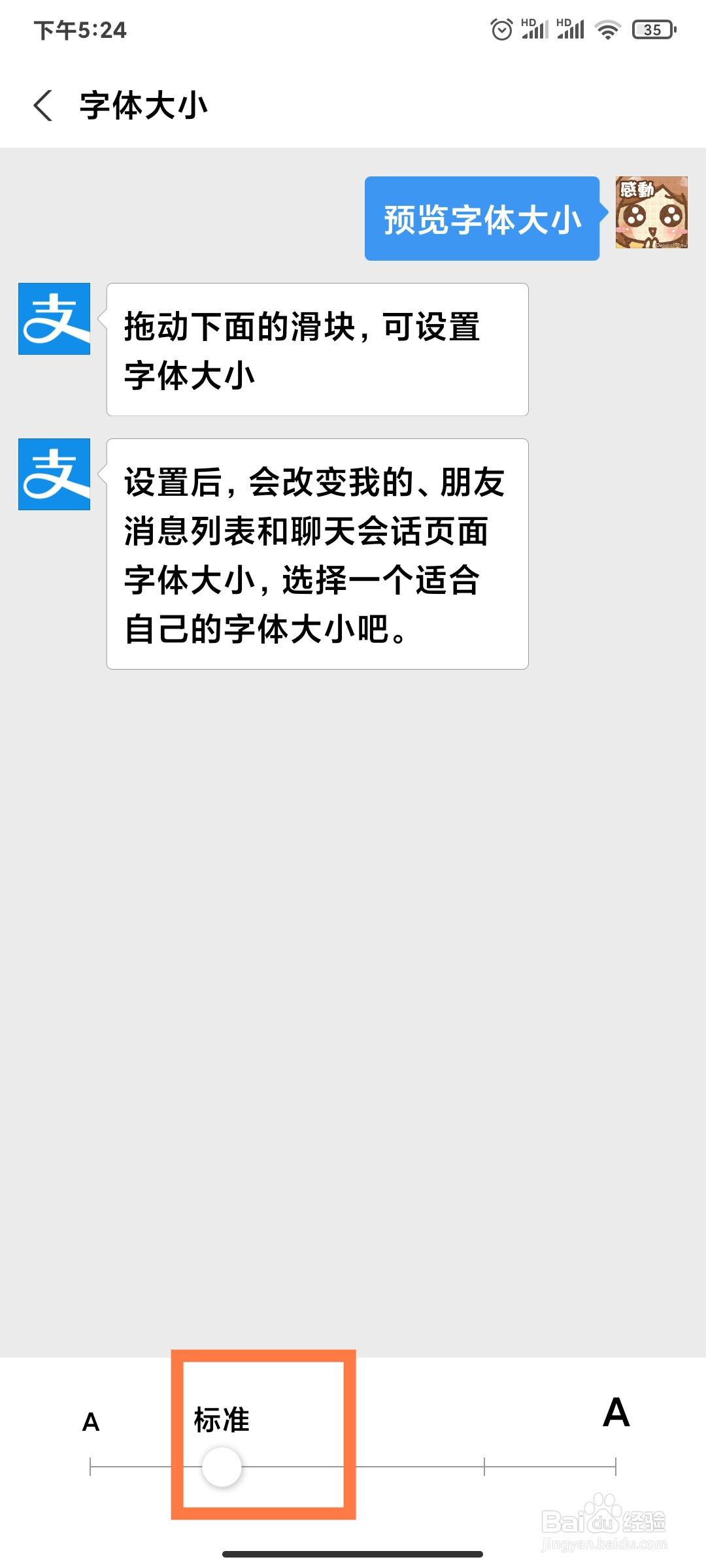 如何调整支付宝字体的大小