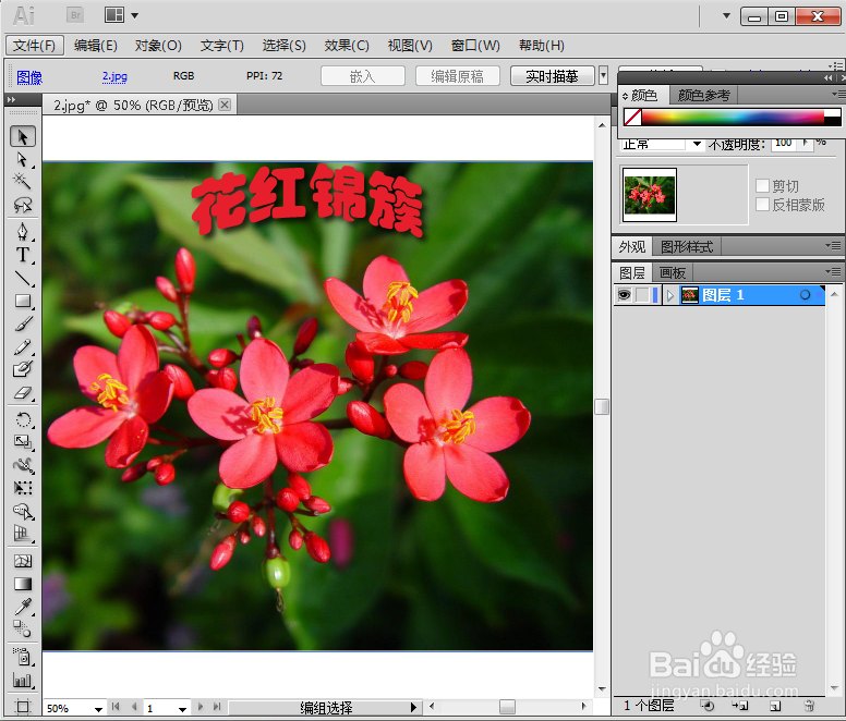 在AI中给文字添加红色拱形和投影效果
