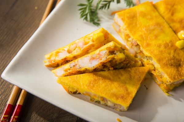 虾仁玉米鸡蛋饼