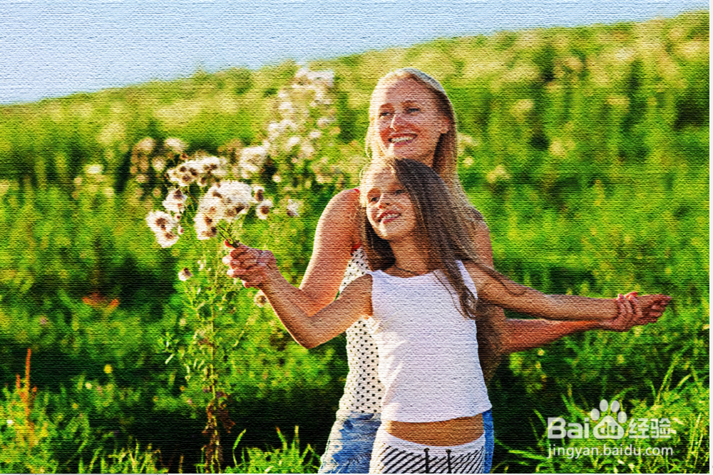 Photoshop教你用滤镜制作逼真画布效果