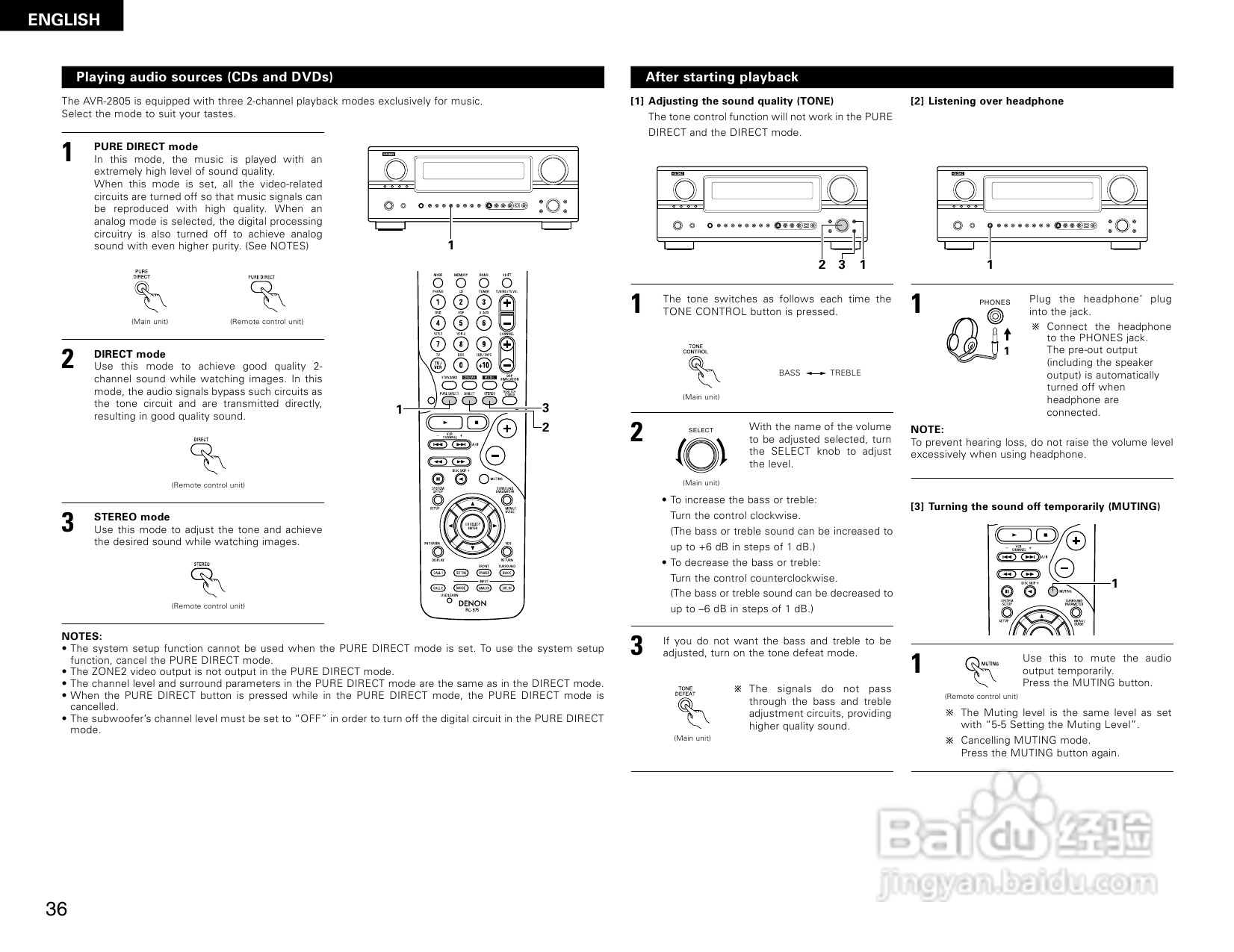 DENON AVR-2805收音环绕扩音机操作说明书:[2]